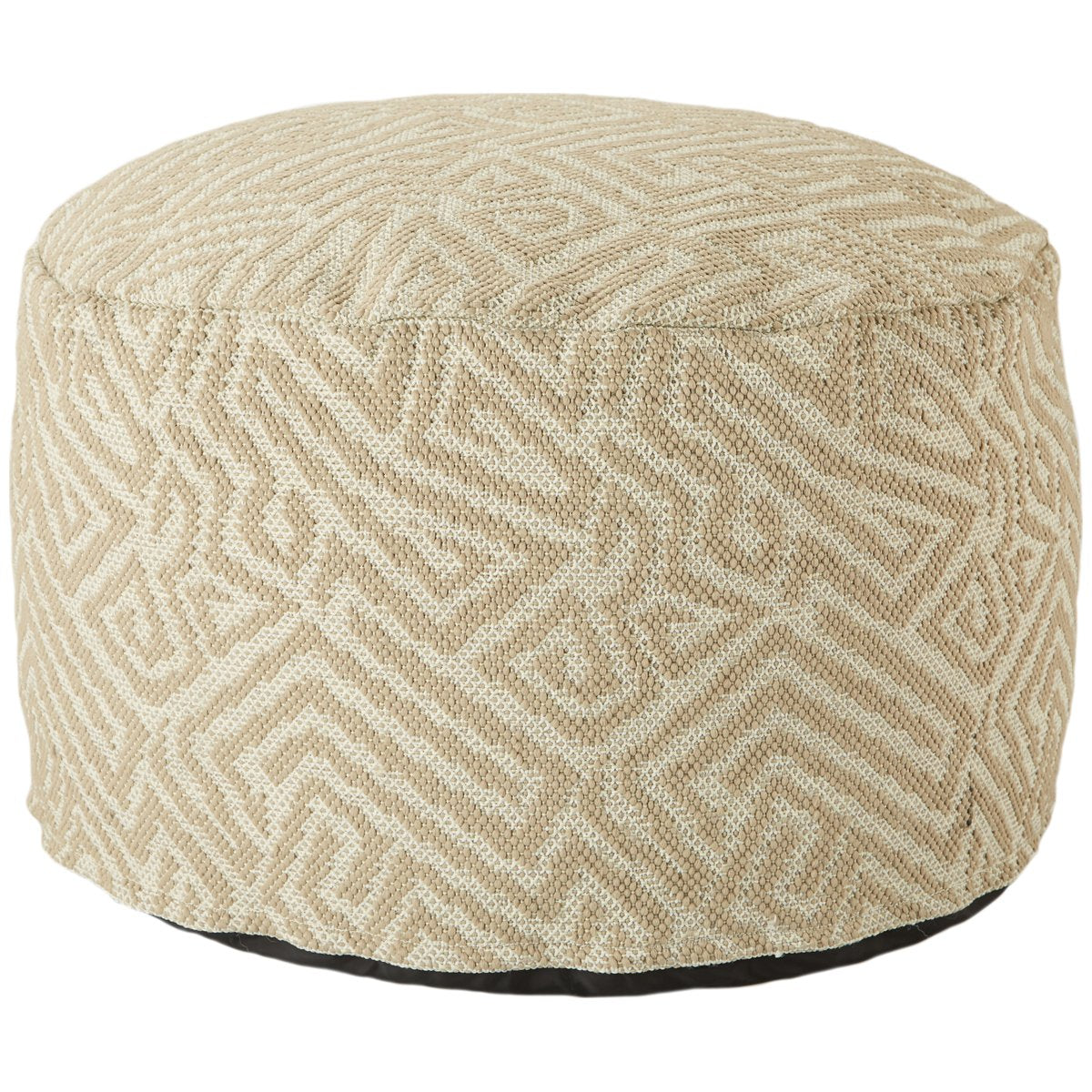 Jaipur Fika Fenne Tribal Geometric Taupe White FIK02 Pouf