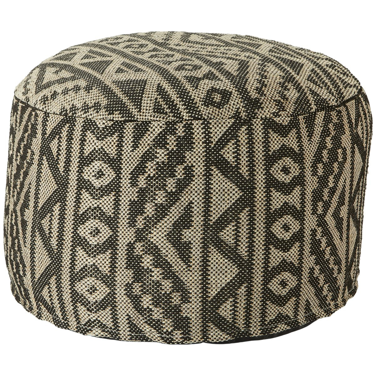 Jaipur Fika Renon Tribal Geometric Black Light Taupe FIK03 Pouf