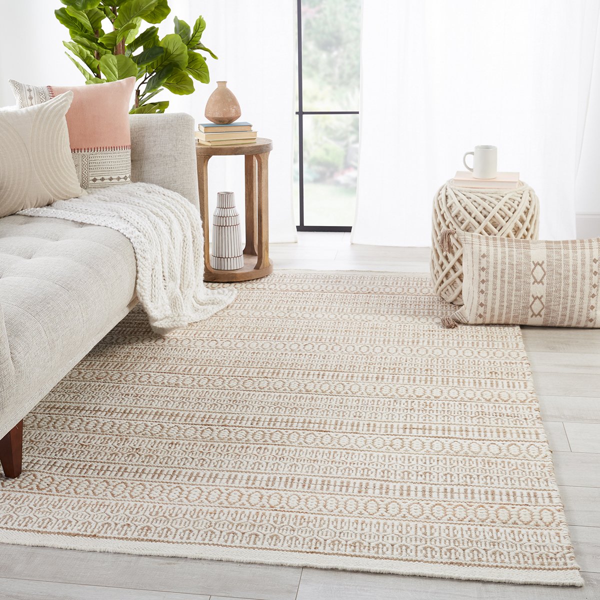 Jaipur Fontaine Galway Trellis Tribal Beige Ivory FNT01 Rug