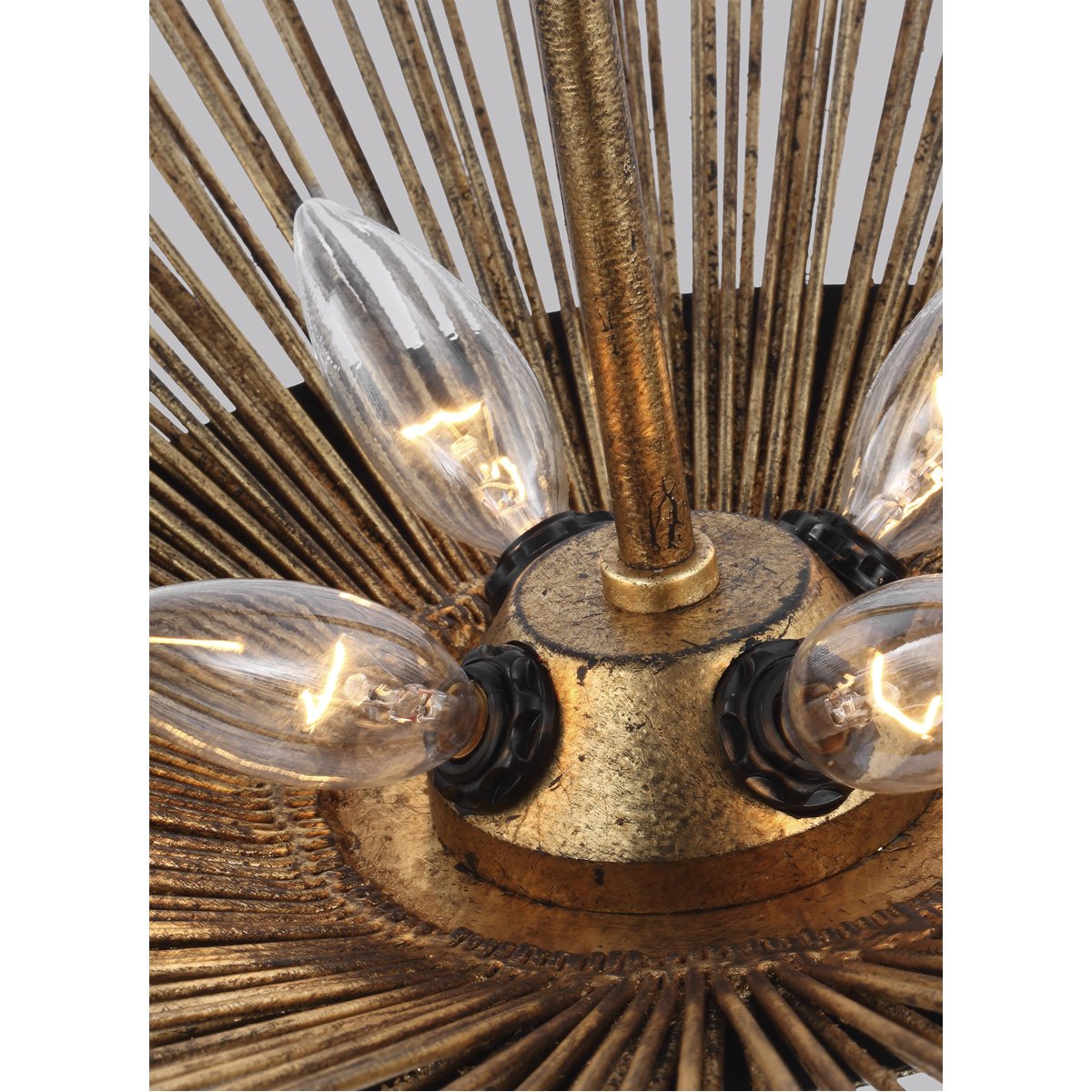 Feiss Helios 4-Light Wide Pendant - Antique Gild