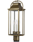 Feiss Wellsworth 3-Light Post Lantern - Painted Distressed Brass