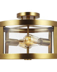 Feiss Harrow 2-Light Semi Flush Mount - Burnished Brass