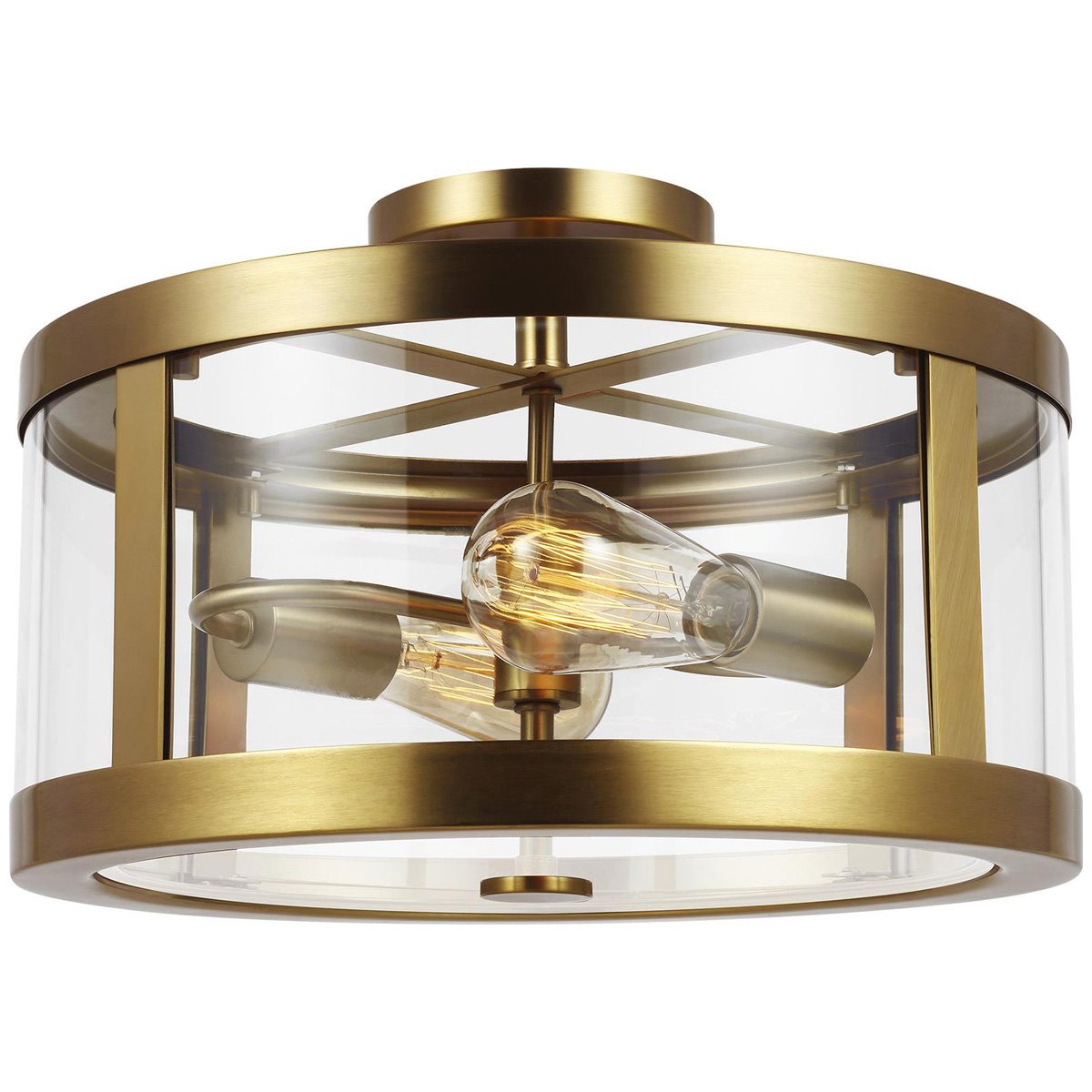 Feiss Harrow 2-Light Semi Flush Mount - Burnished Brass