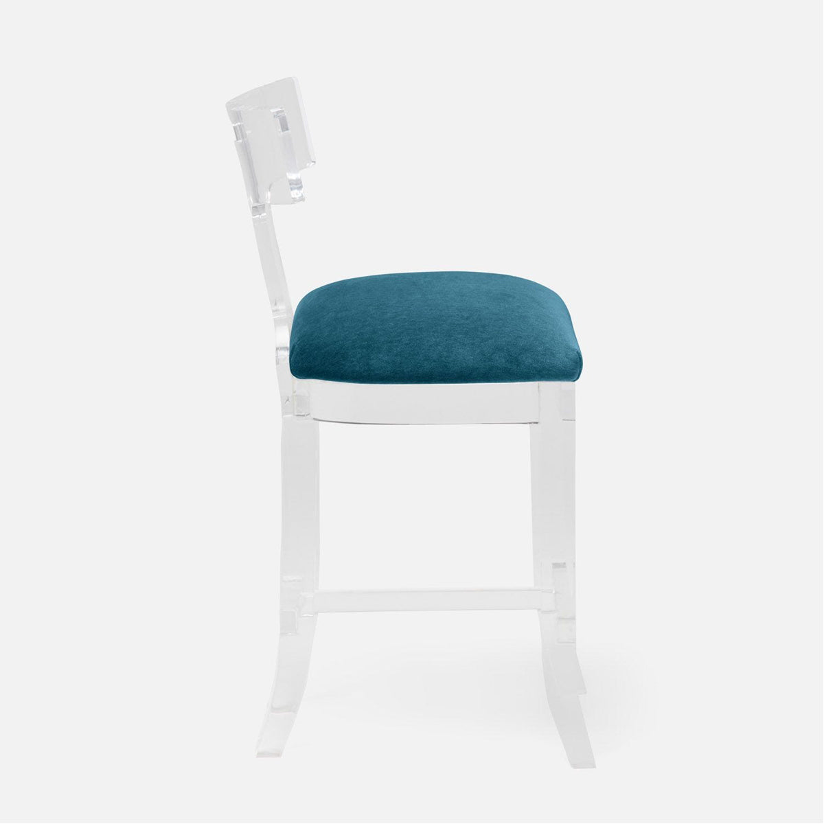 Made Goods Aldercy Clear Acrylic Counter Stool in Liard Cotton Velvet