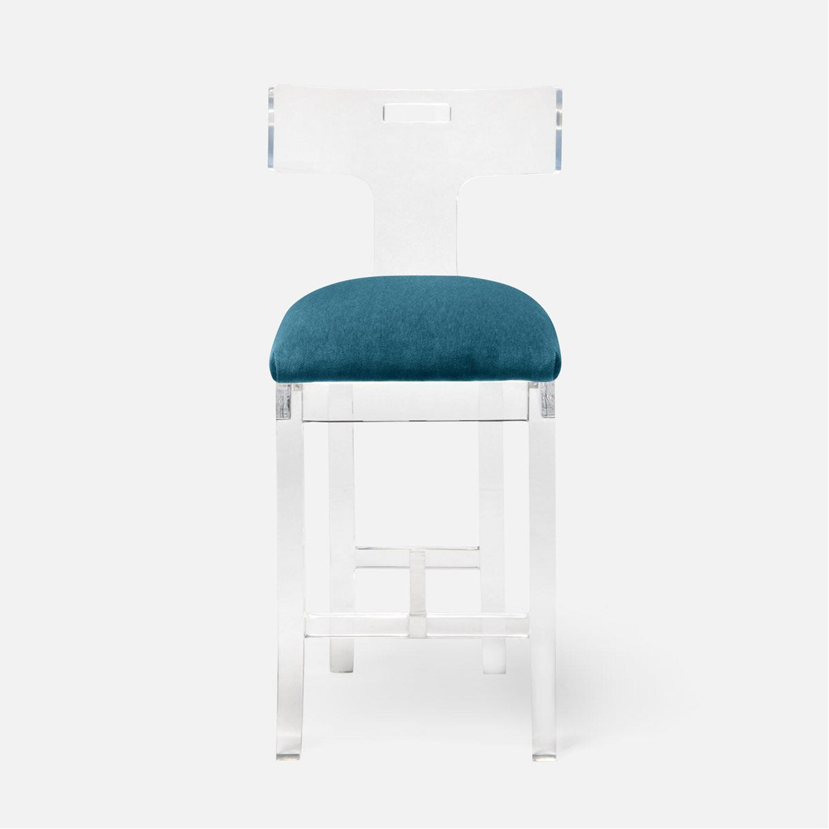 Made Goods Aldercy Clear Acrylic Counter Stool in Liard Cotton Velvet