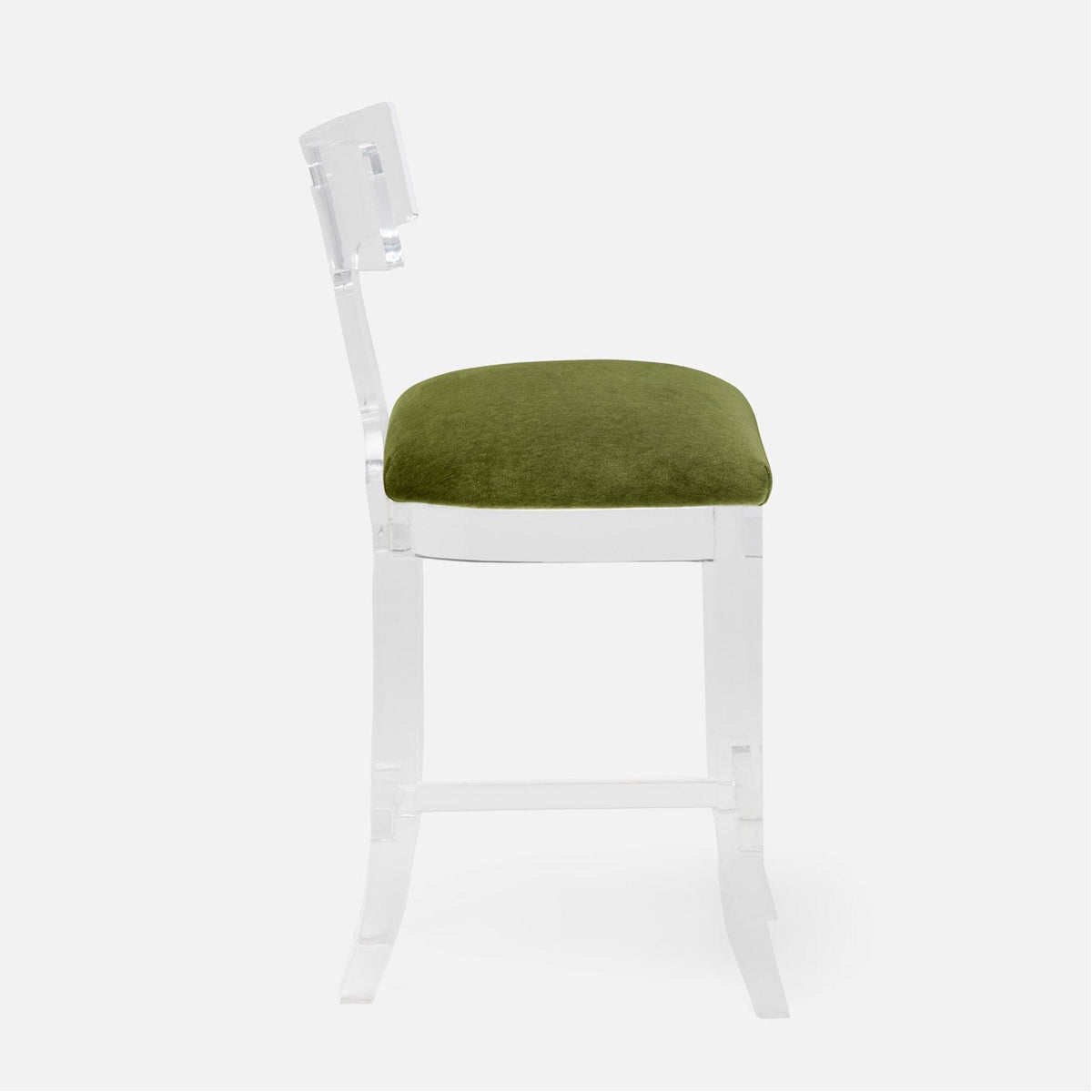 Made Goods Aldercy Clear Acrylic Counter Stool in Liard Cotton Velvet