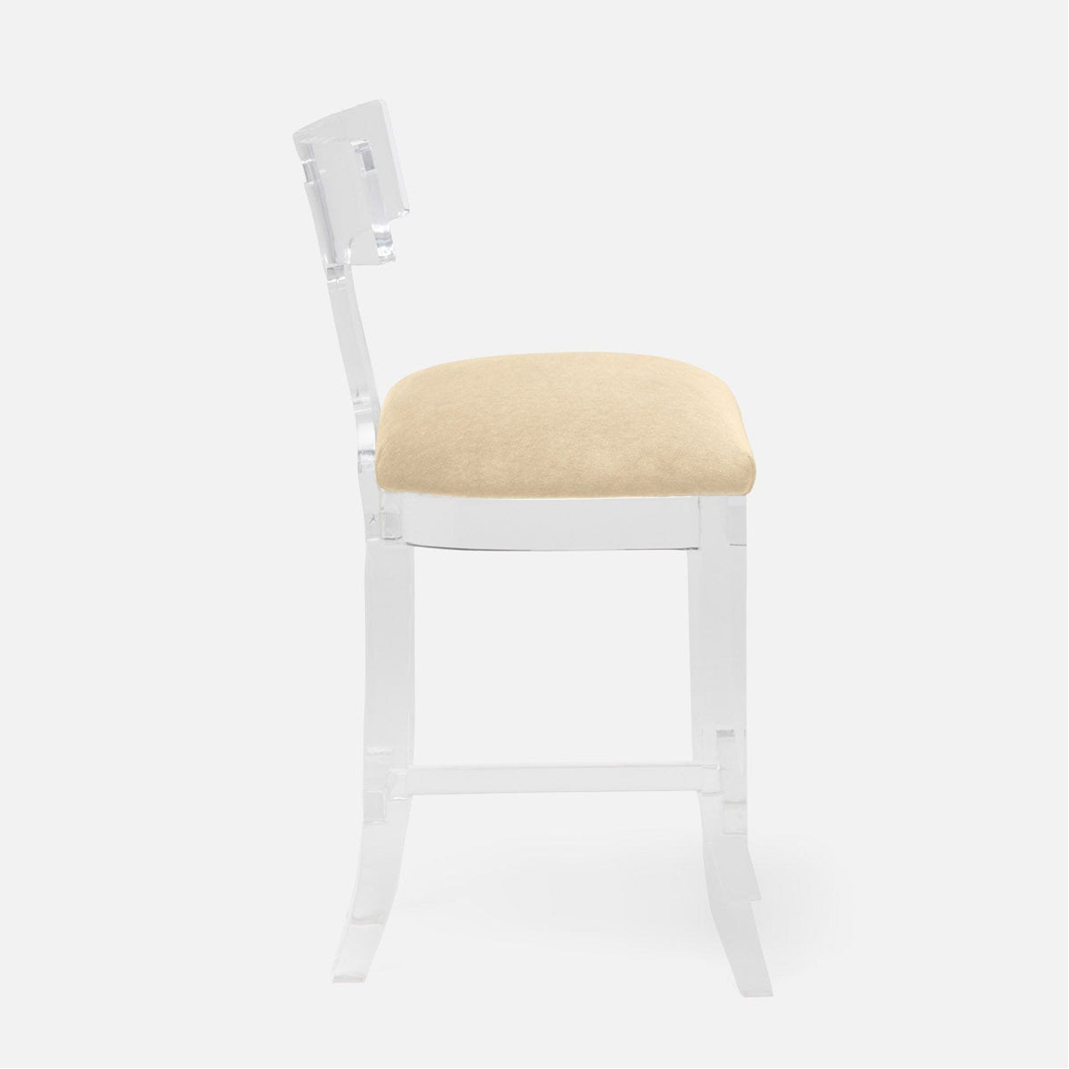 Made Goods Aldercy Clear Acrylic Counter Stool in Liard Cotton Velvet