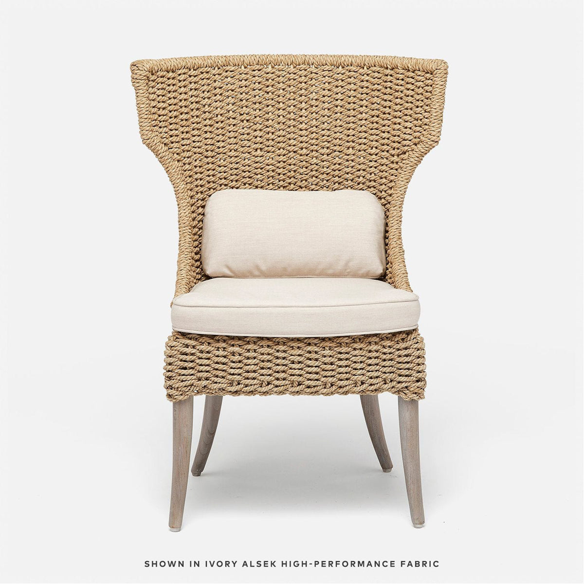 Made Goods Arla Faux Rope Outdoor Dining Chair in Volta Fabric