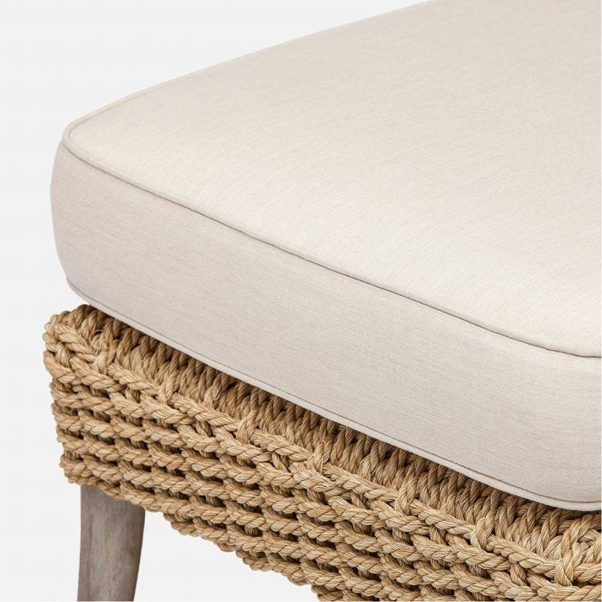 Made Goods Arla Faux Rope Outdoor Ottoman in Alsek Fabric