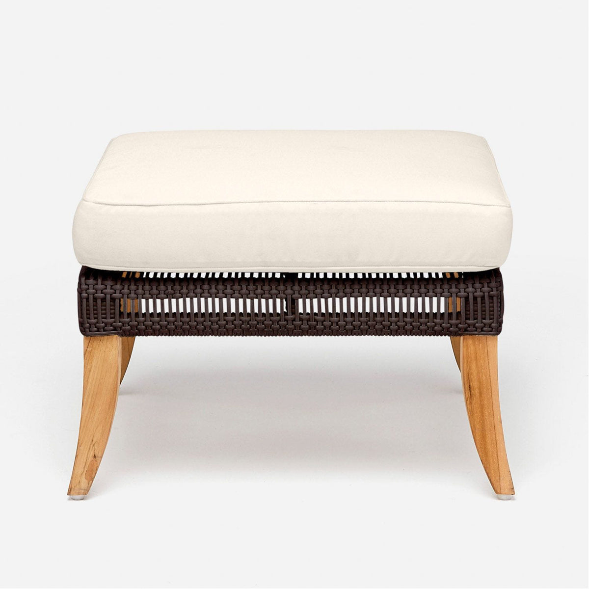 Made Goods Aurora Woven Outdoor Ottoman in Liard Cotton Velvet