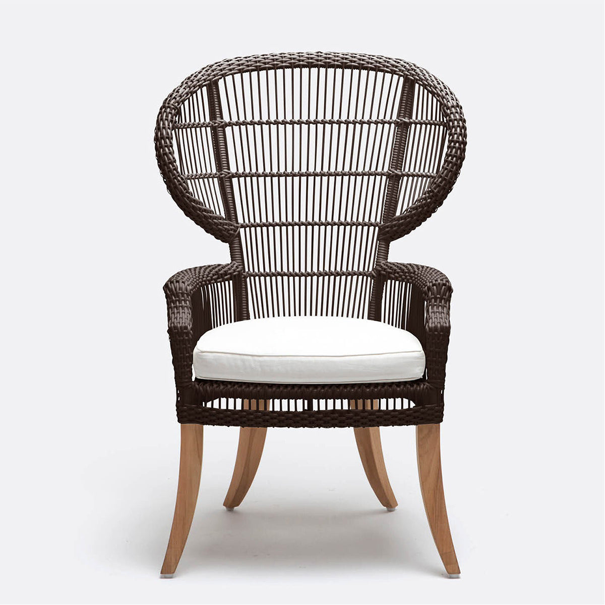 Made Goods Aurora Woven Wingback Outdoor Dining Chair in Liard Cotton Velvet