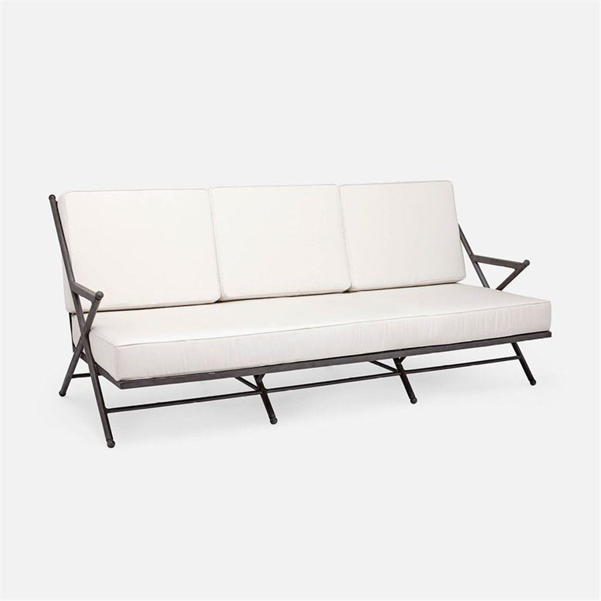 Made Goods Balta Metal Outdoor Sofa, Garonne Marine Leather