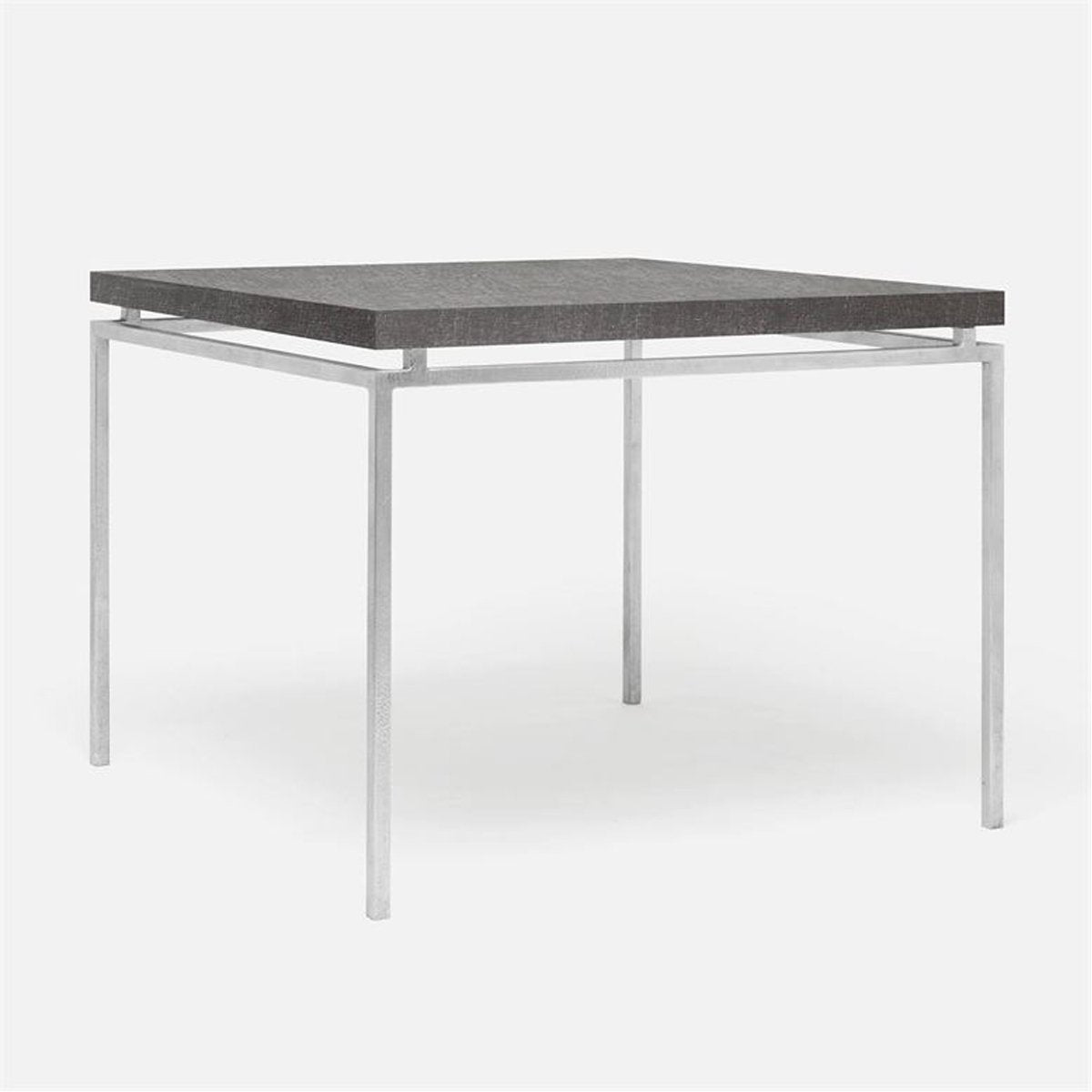 Made Goods Benjamin Floating Leg Game Table in Charcoal Faux Linen Top