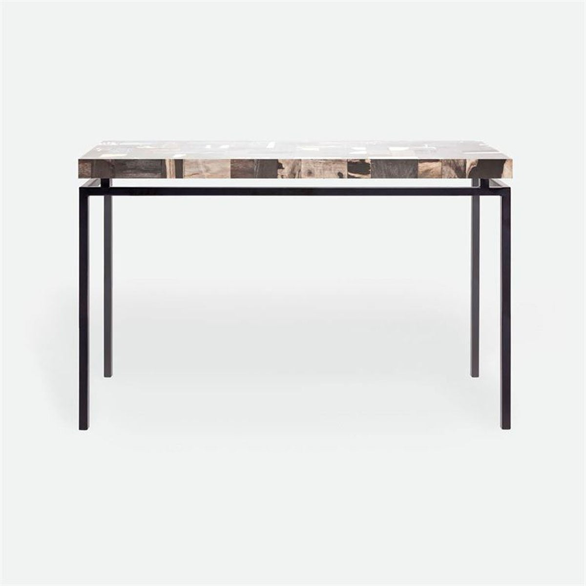 Made Goods Benjamin Floating Leg Console Table in Petrified Wood Top