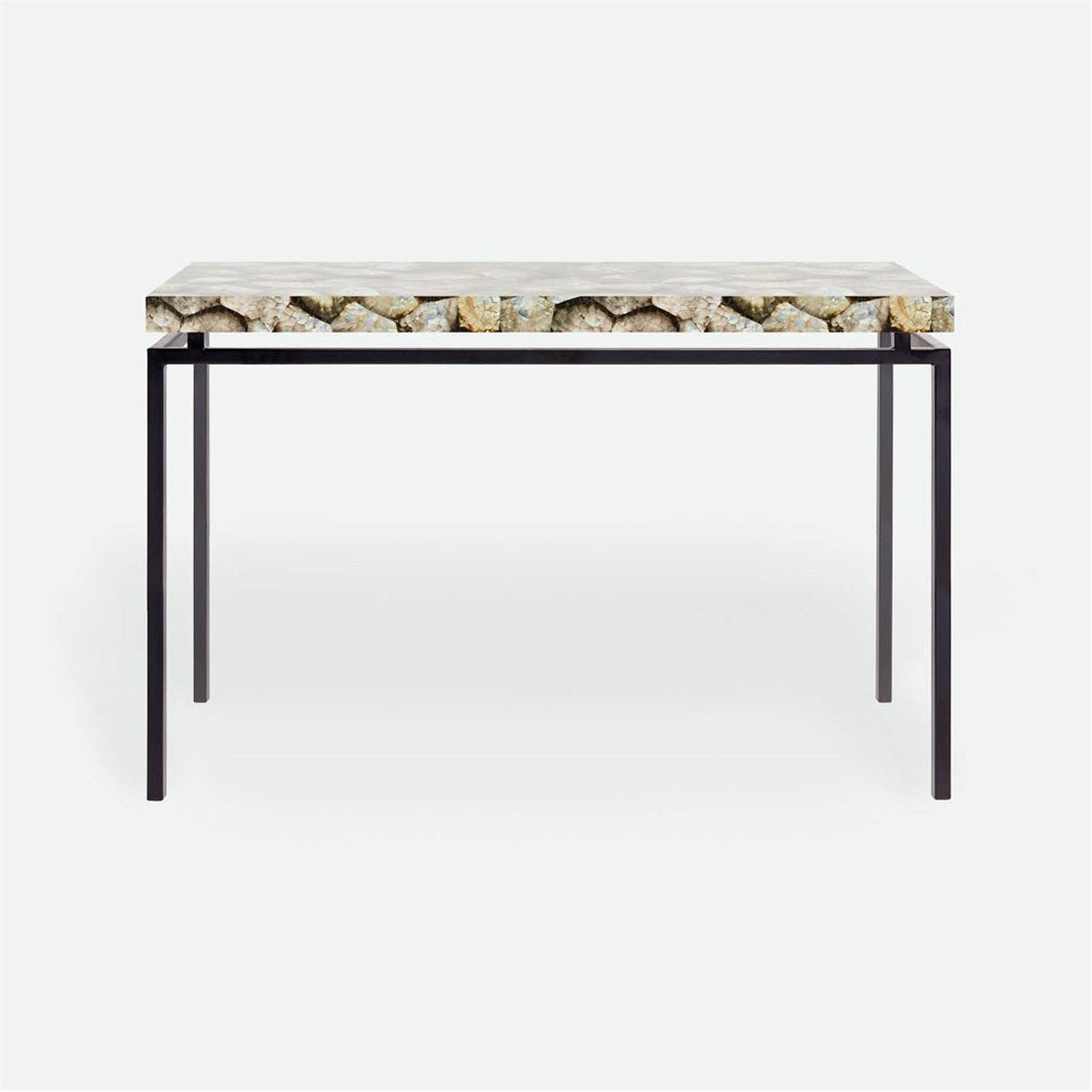 Made Goods Benjamin Floating Leg Console Table in Silver Mop Shell Top