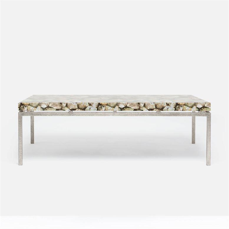 Made Goods Benjamin Floating Leg 52-Inch Coffee Table in Silver Mop Shell Top