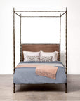 Made Goods Brennan Short Textured Iron Canopy Bed in Clyde Fabric