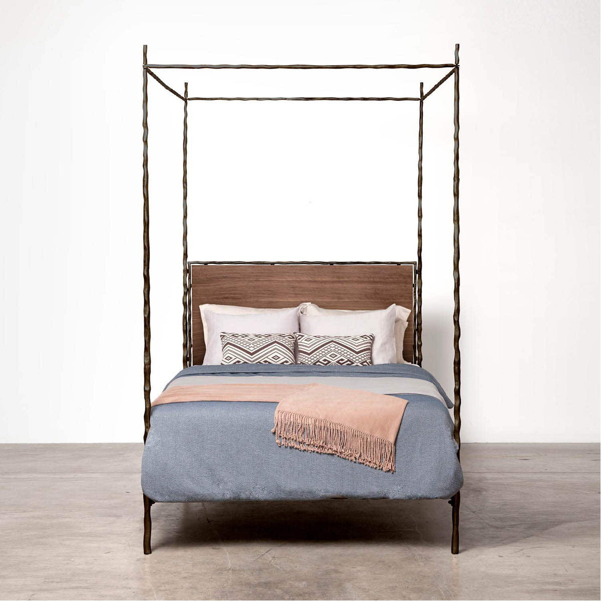 Made Goods Brennan Short Textured Canopy Bed in Havel Velvet