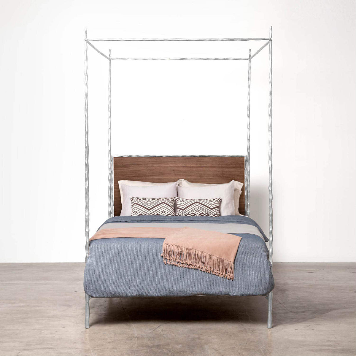 Made Goods Brennan Short Textured Canopy Bed in Mondego Cotton Jute