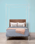 Made Goods Brennan Short Textured Iron Canopy Bed in Clyde Fabric