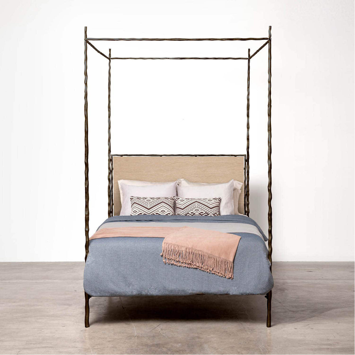 Made Goods Brennan Short Canopy Bed in Lambro Boucle