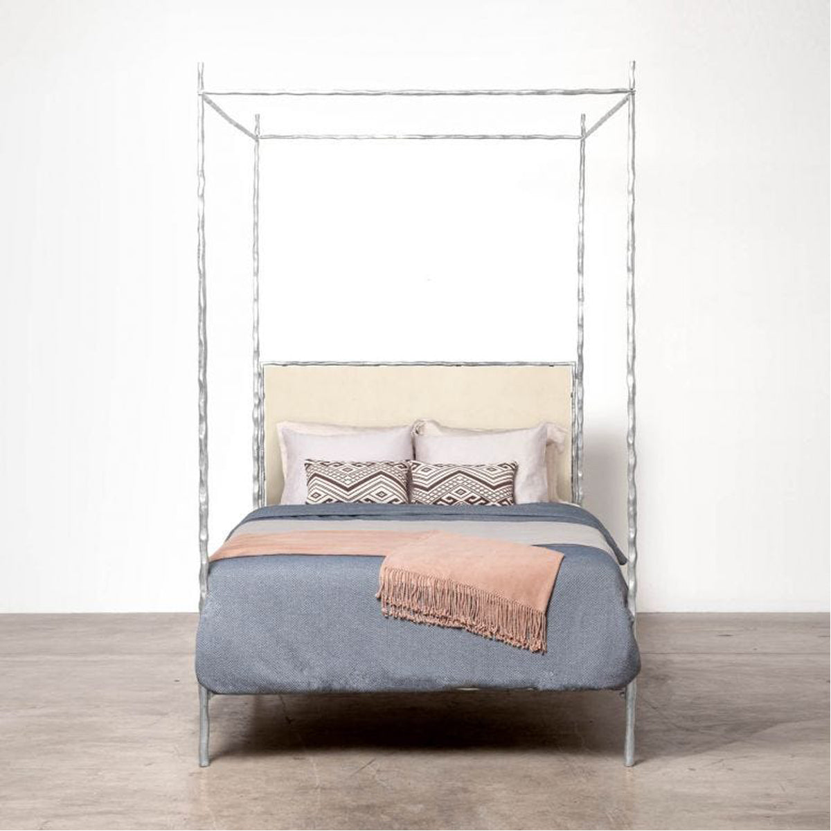 Made Goods Brennan Tall Textured Canopy Bed in Danube Fabric