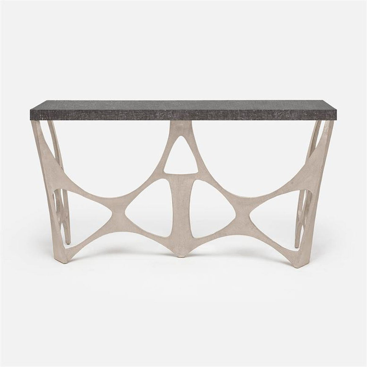 Made Goods Calloway Modernist Faux Linen Top Console Table