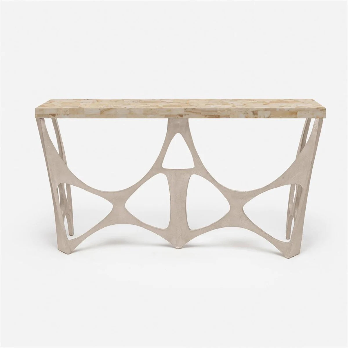 Made Goods Calloway Abstract Metal Base Console Table in Crystal Stone