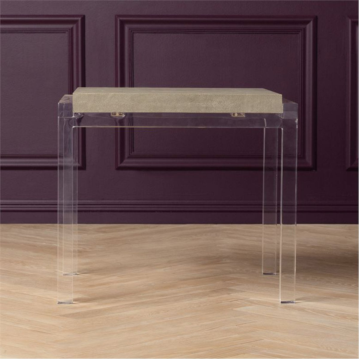 Made Goods Cassian Acrylic Side Table in Realistic Faux Shagreen