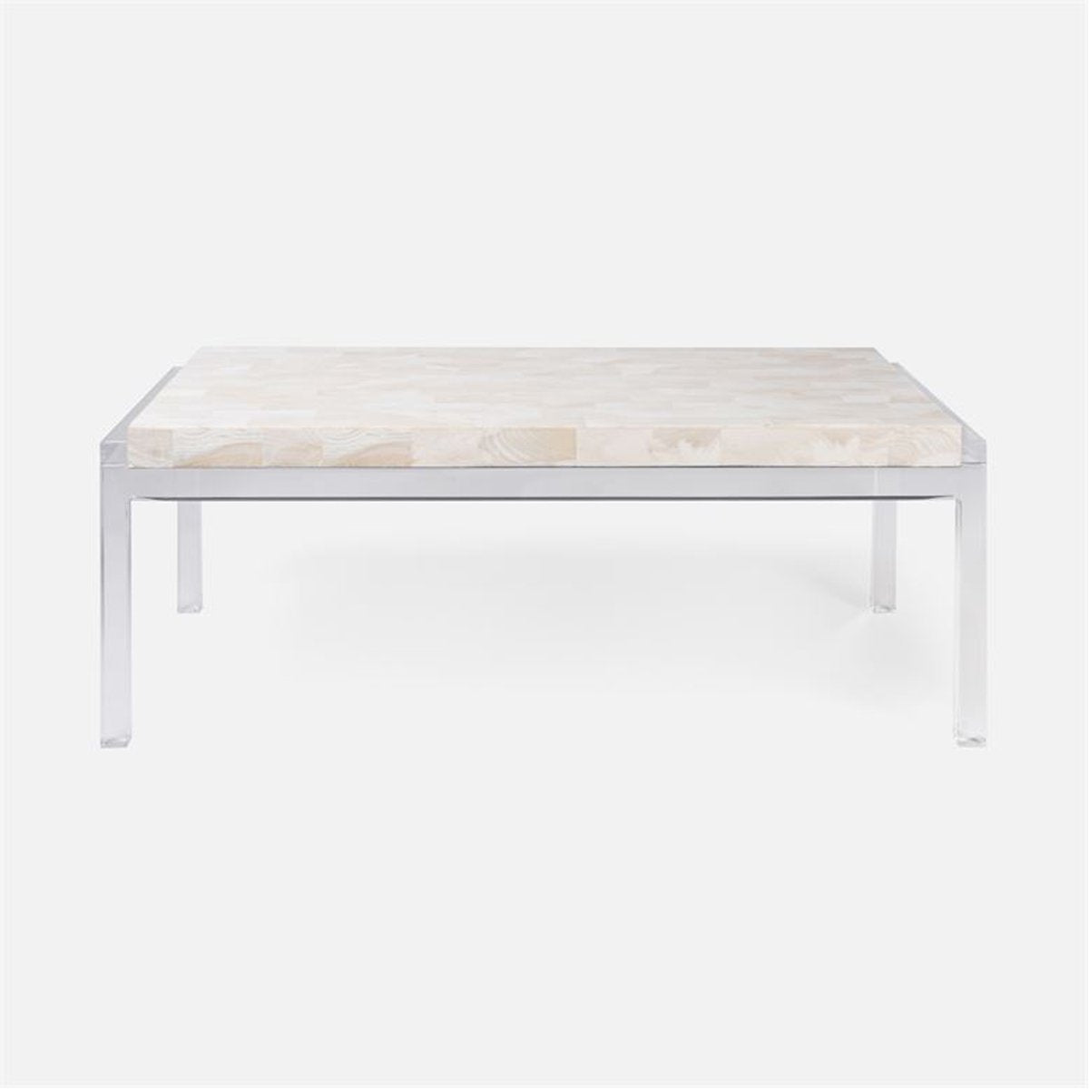 Made Goods Cassian Acrylic Coffee Table with Beige Crystal Stone Top