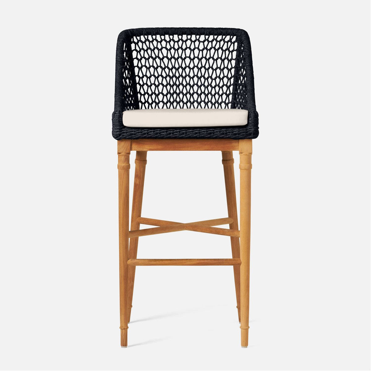 Made Goods Chadwick Woven Rope Outdoor Bar Stool in Havel Velvet