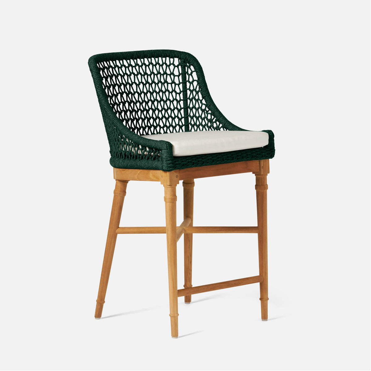 Made Goods Chadwick Woven Rope Outdoor Counter Stool in Pagua Fabric