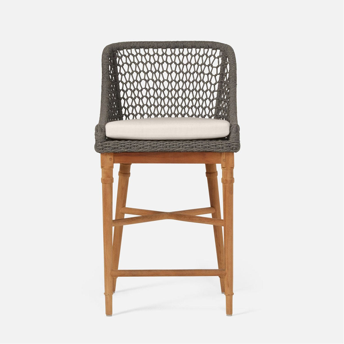 Made Goods Chadwick Woven Rope Outdoor Counter Stool in Clyde Fabric