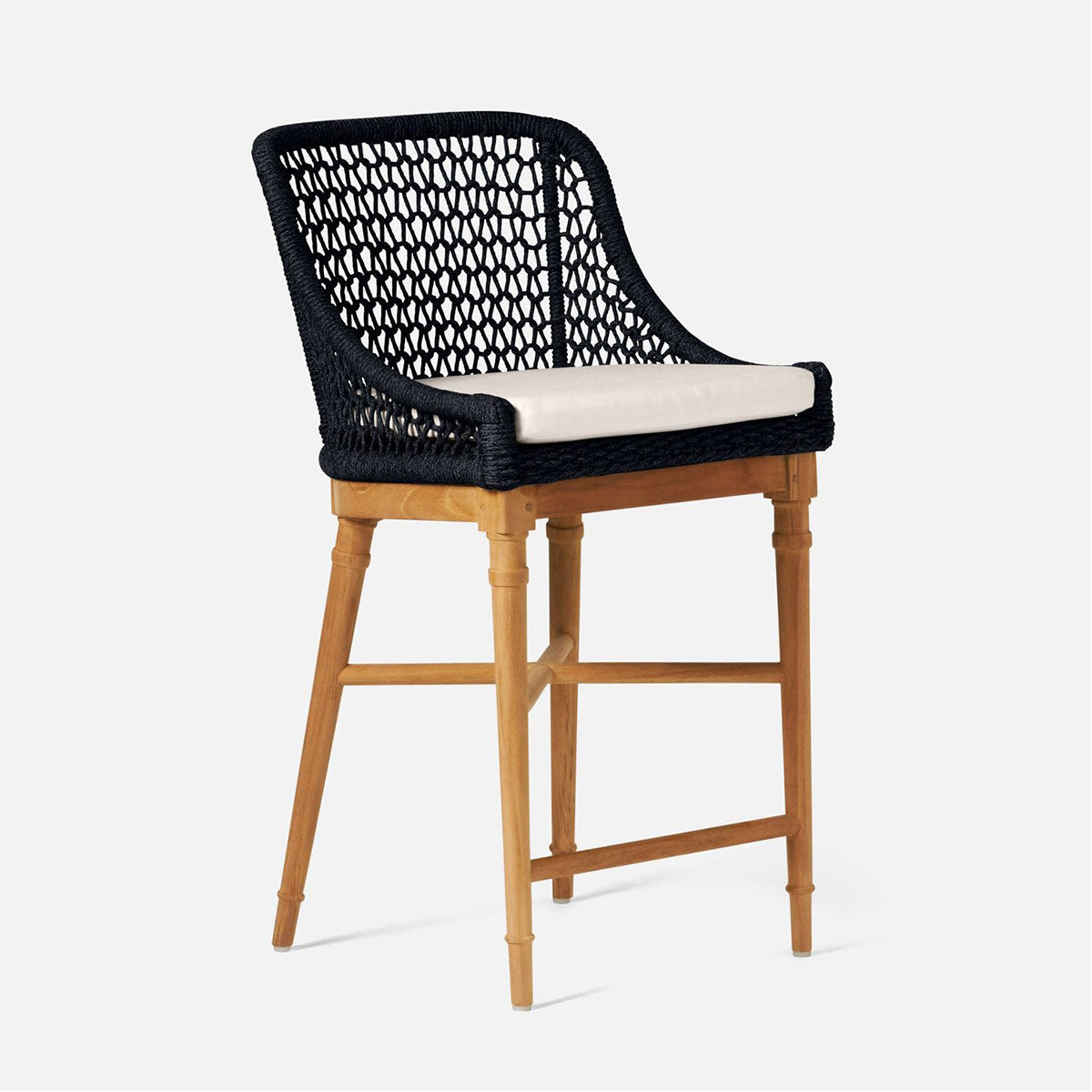 Made Goods Chadwick Woven Rope Outdoor Counter Stool in Alsek Fabric