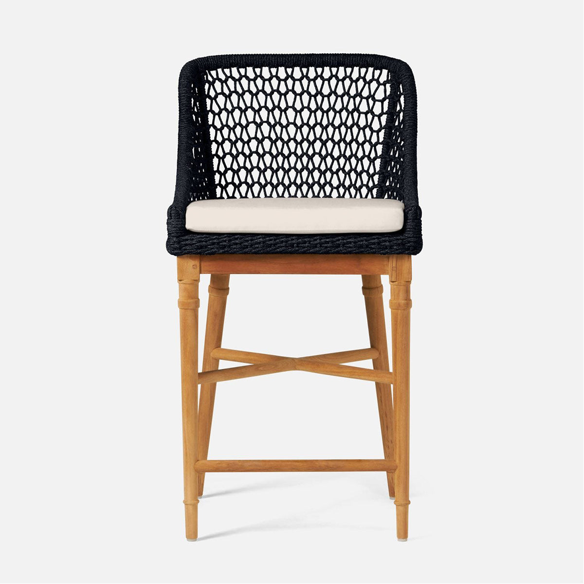 Made Goods Chadwick Woven Rope Outdoor Counter Stool in Volta Fabric