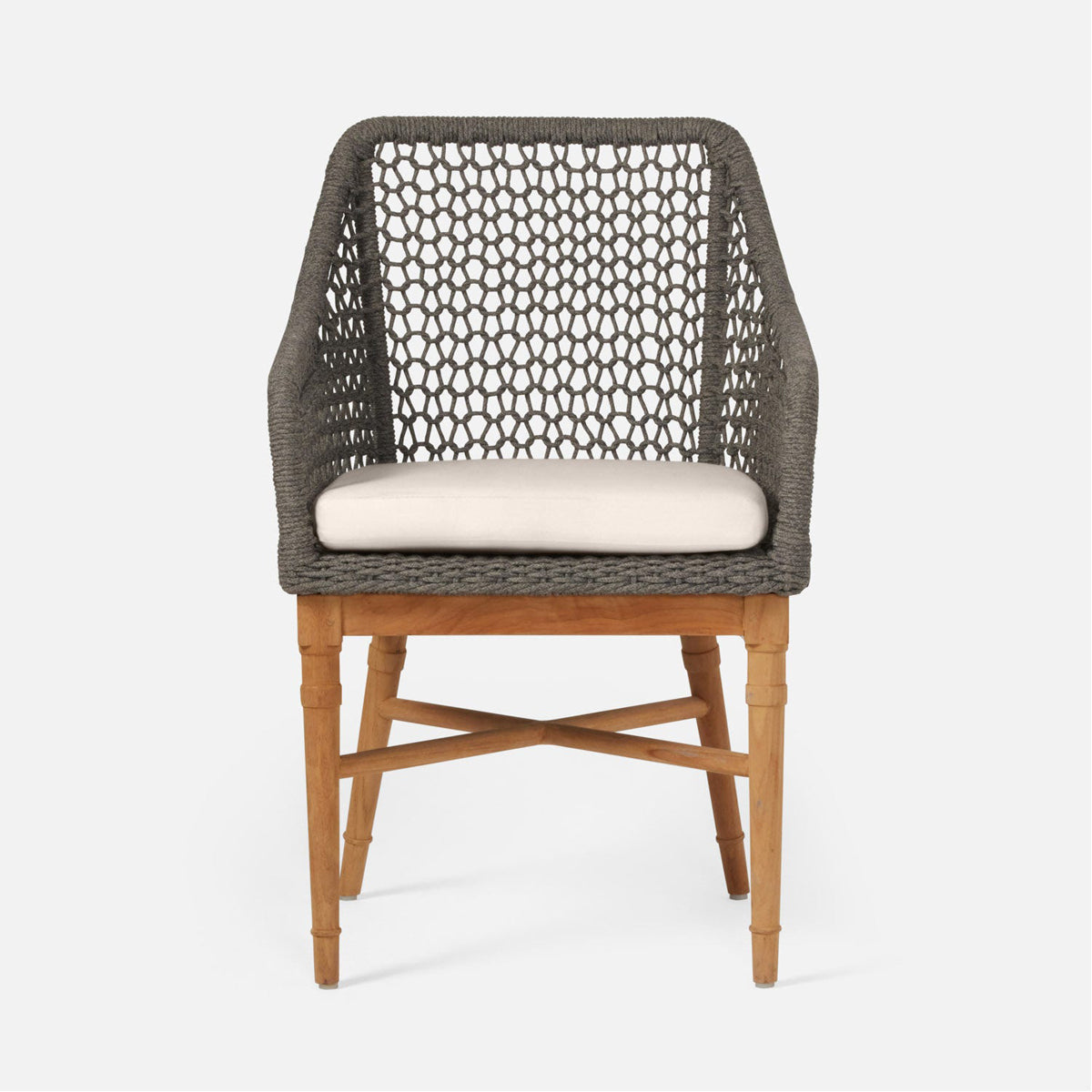 Made Goods Chadwick Woven Rope Outdoor Arm Chair in Weser Fabric