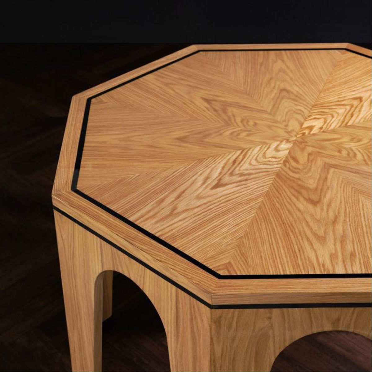 Made Goods Colter Sculptural Wood Entry Table with Marquetry Top