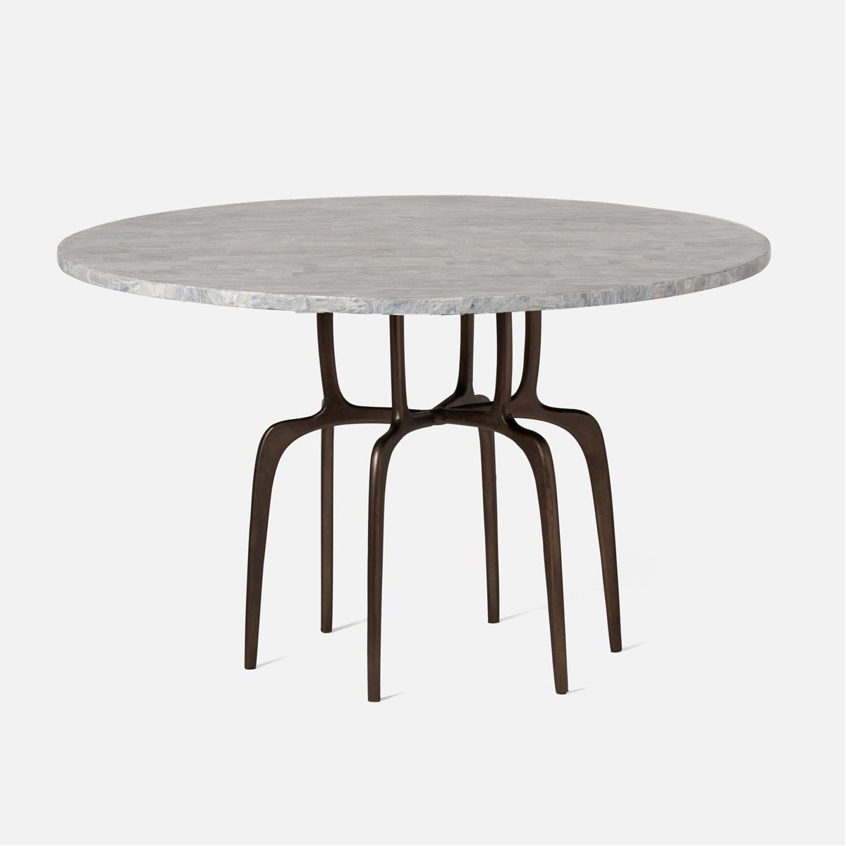 Made Goods Cyrano Metal Dining Table in Stone