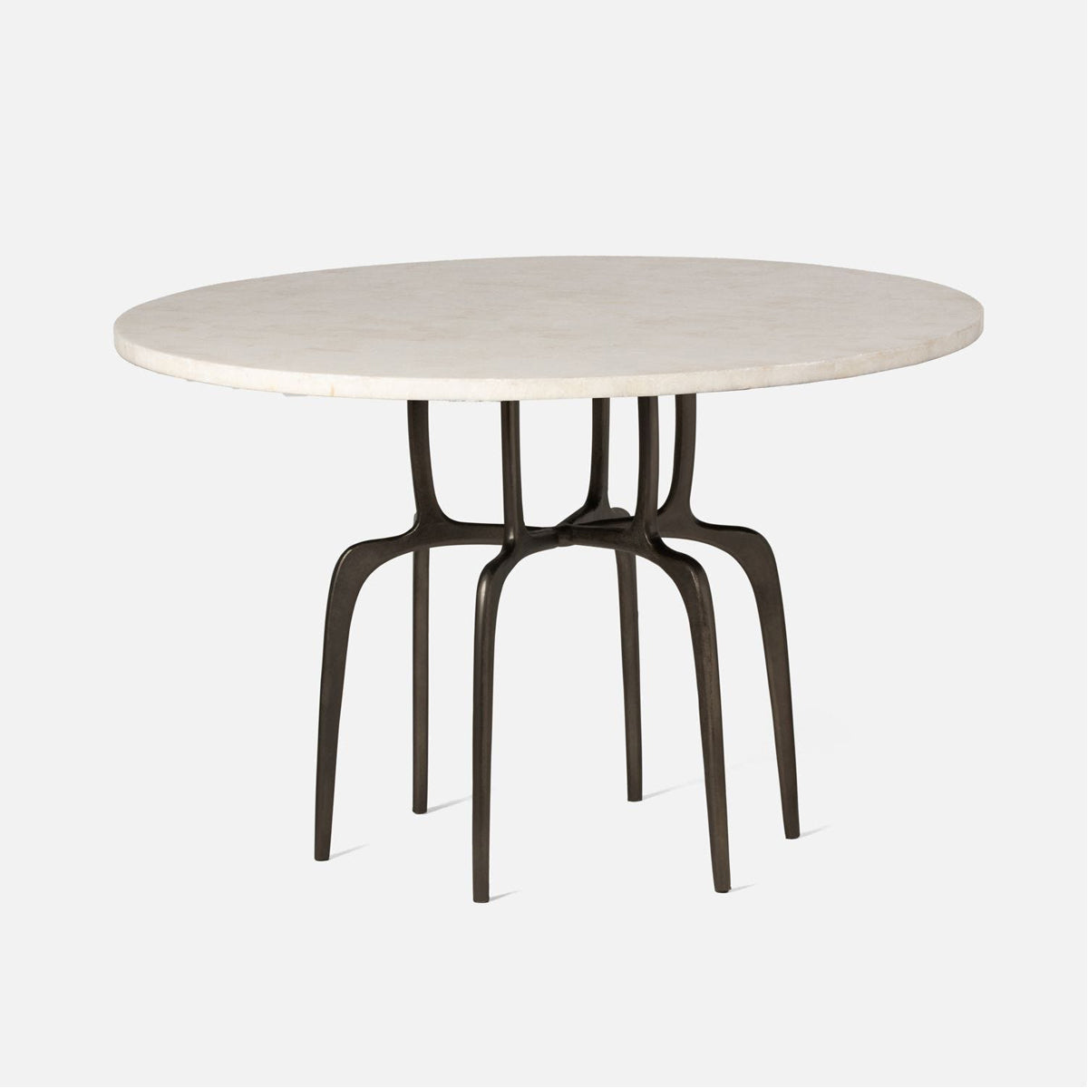 Made Goods Cyrano Metal Dining Table in Stone