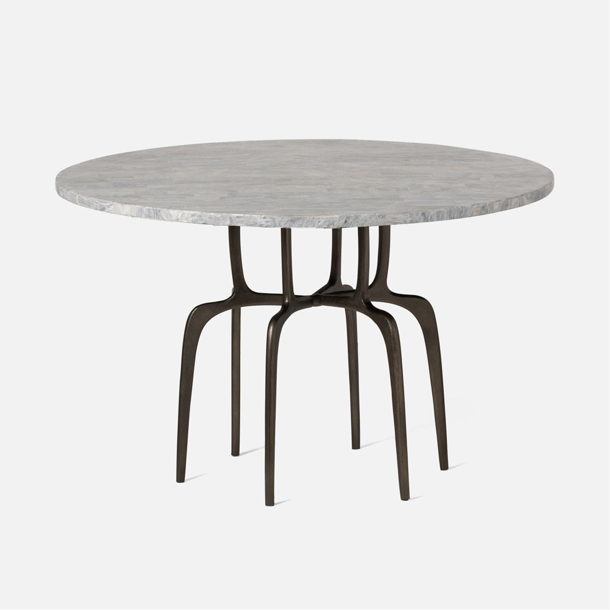 Made Goods Cyrano Metal Dining Table in Stone