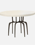 Made Goods Cyrano Metal Dining Table in White Faux Belgian Linen