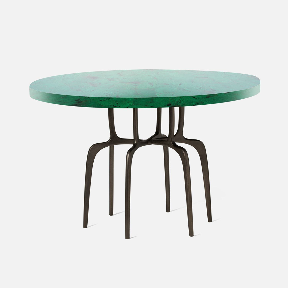 Made Goods Cyrano Metal Dining Table in Emerald Shell