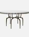 Made Goods Cyrano Metal Dining Table in Black/White Striped Marble