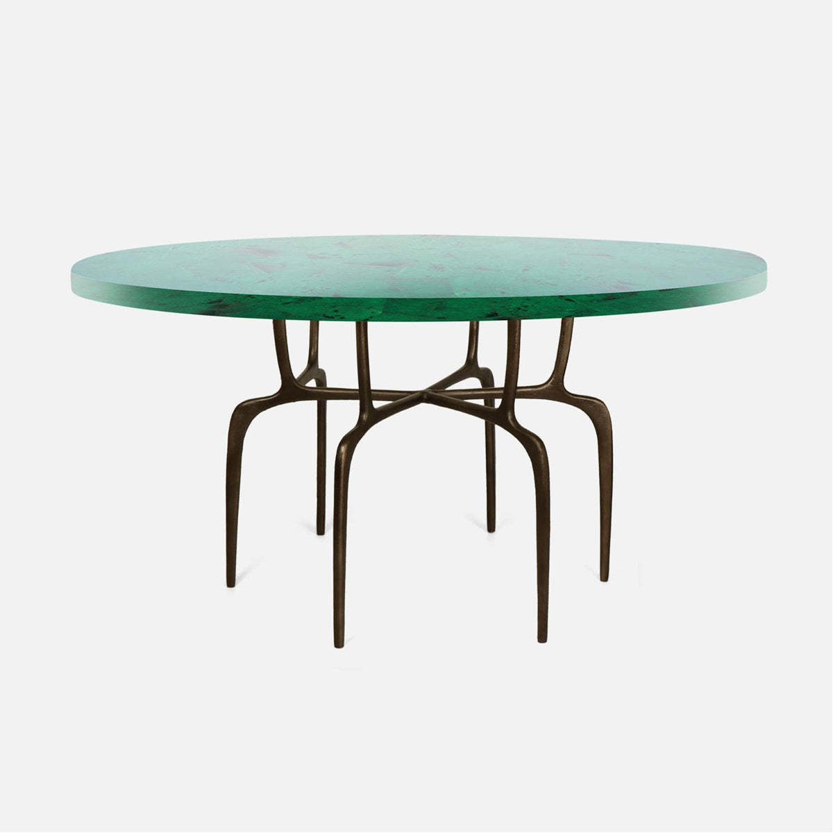 Made Goods Cyrano Metal Dining Table in Emerald Shell