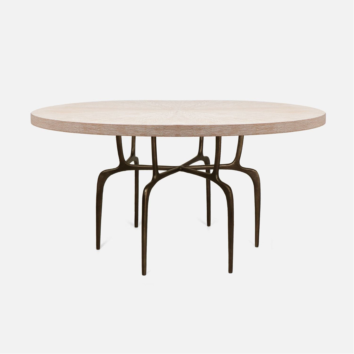 Made Goods Cyrano Metal Dining Table in White Cerused Oak