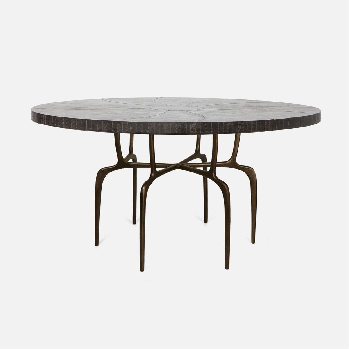 Made Goods Cyrano Metal Dining Table in Zinc Metal