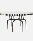 Made Goods Cyrano Metal Dining Table in Black/White Striped Marble