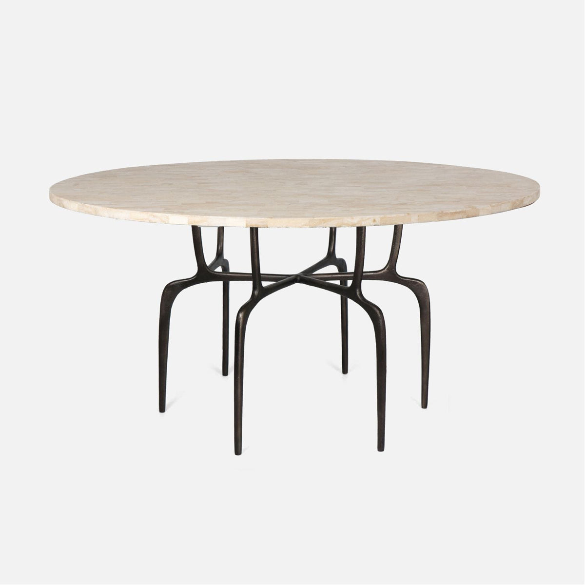 Made Goods Cyrano Metal Dining Table in Stone