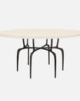 Made Goods Cyrano Metal Dining Table in White Faux Belgian Linen