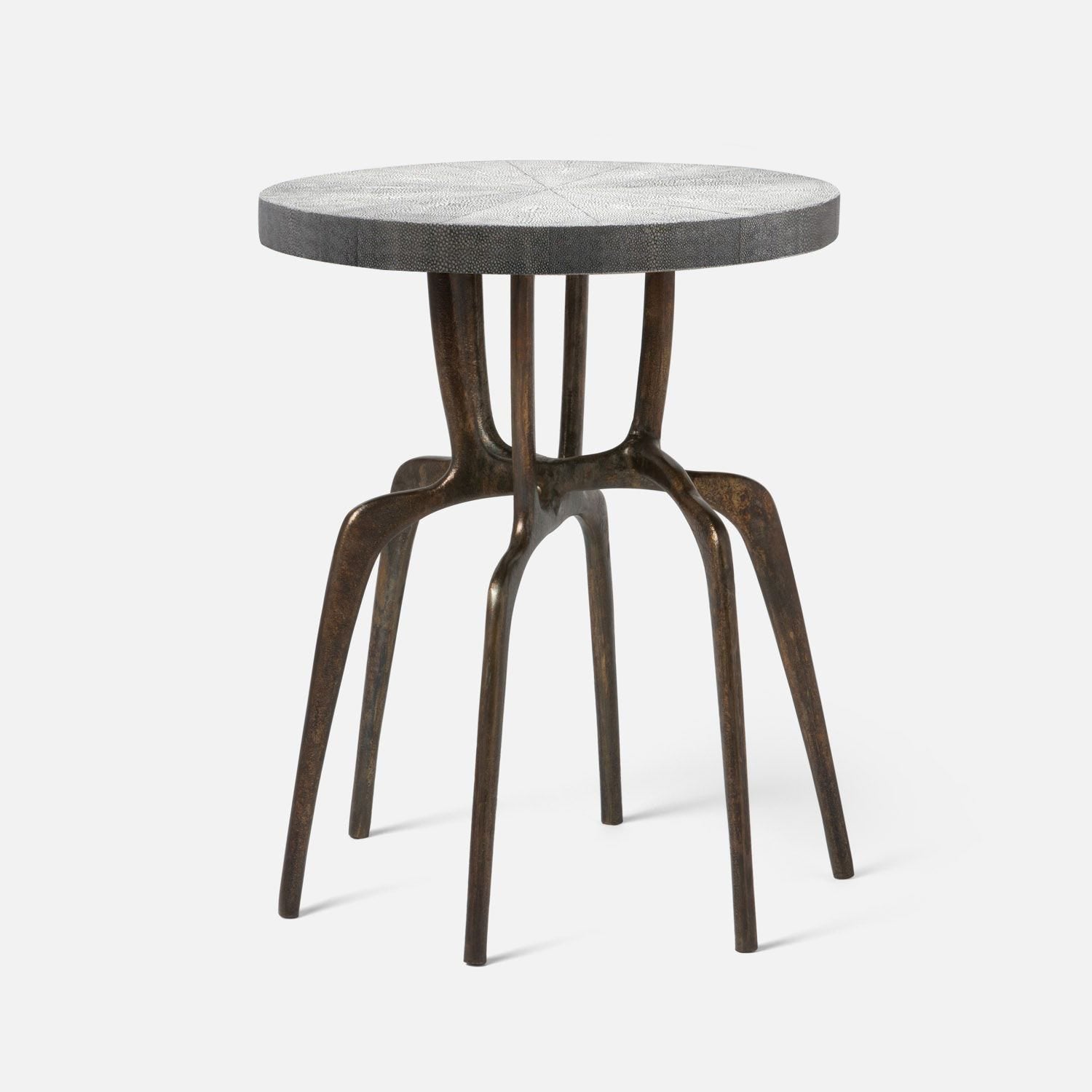 Made Goods Cyrano Metal Accent Table in Faux Shagreen